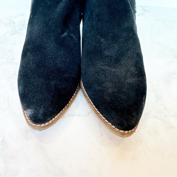 Dolce Vita Saira Suede Double Zip Stacked Heel Ankle Booties Black Size 8.5 - Picture 4 of 7